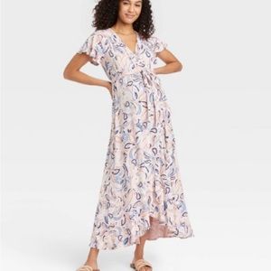 Like new Isabel maternity pink floral maxi dress XL